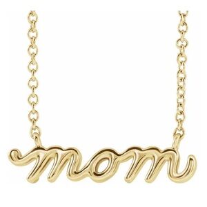💛 Mom 💛 14k Yellow Gold Petite Mom Script 18" Necklace for Mother’s Day!